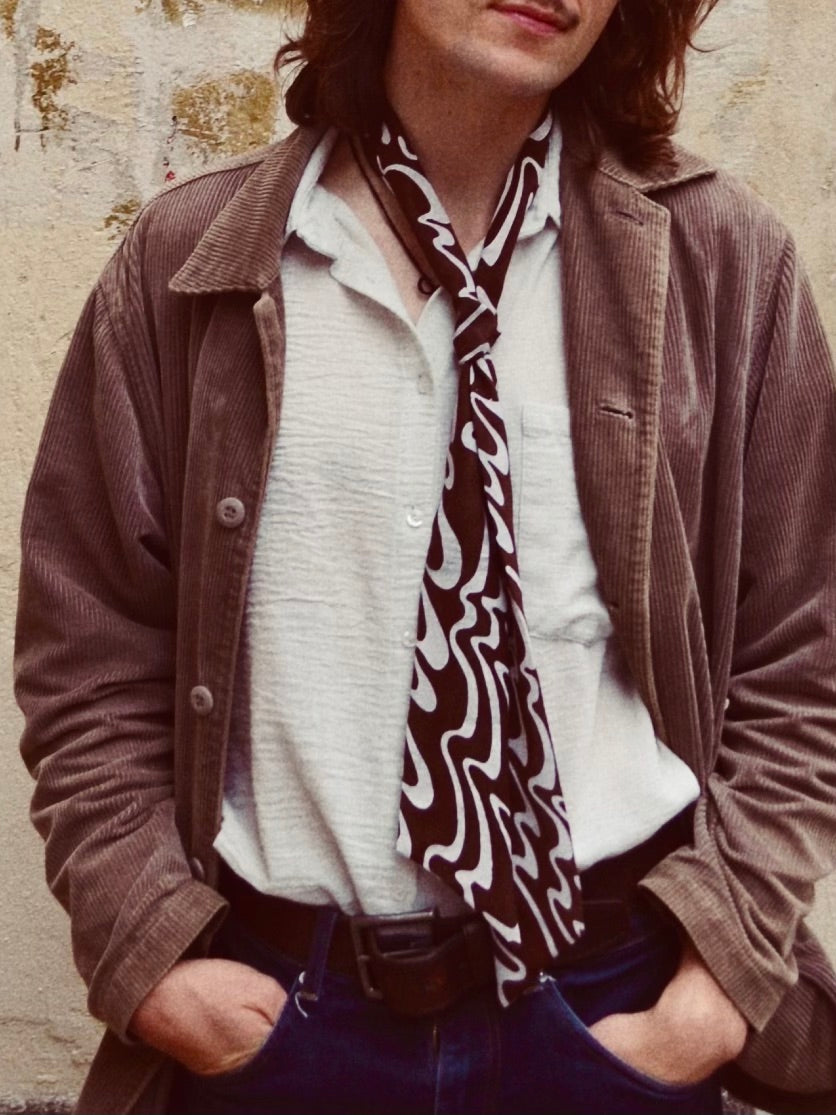 SWAG brown silk lavallière scarf
