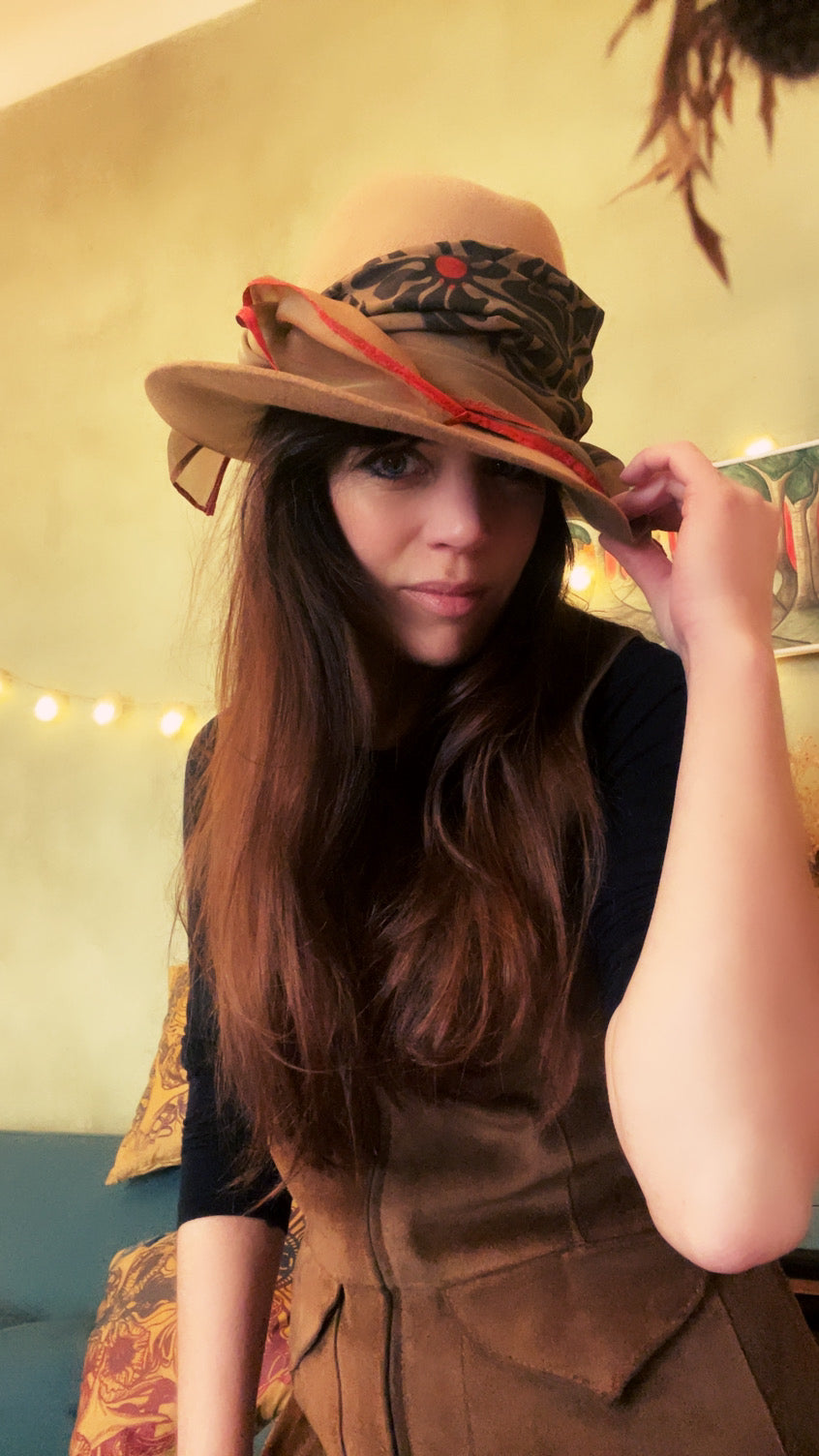 NOBODY'S PERFECT camel square silk scarf