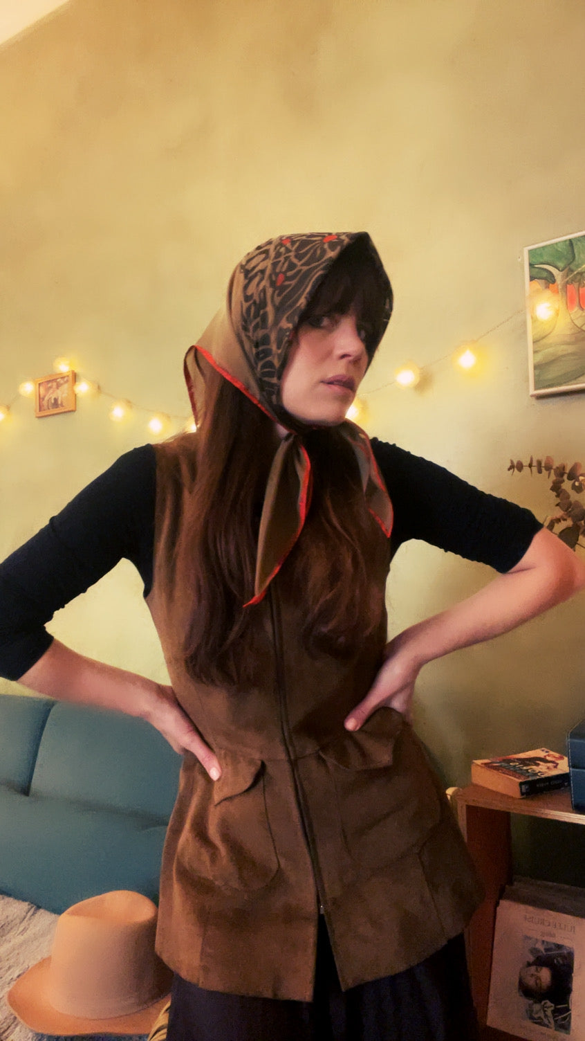 NOBODY'S PERFECT camel square silk scarf