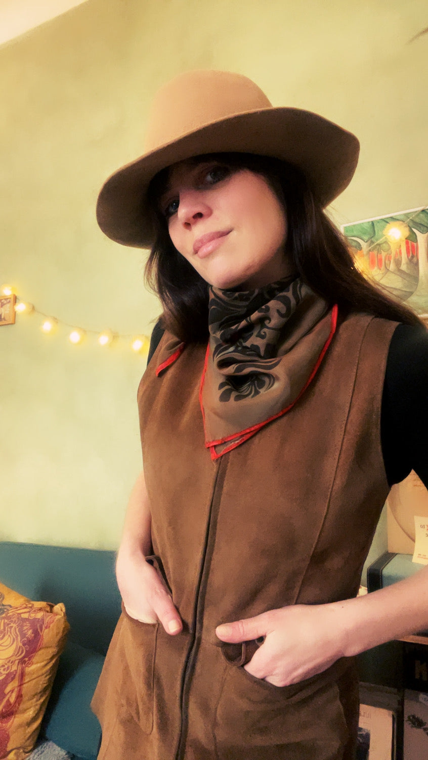 NOBODY'S PERFECT camel square silk scarf