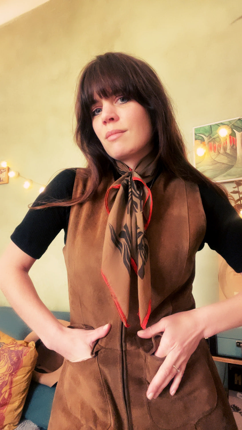 NOBODY'S PERFECT camel square silk scarf