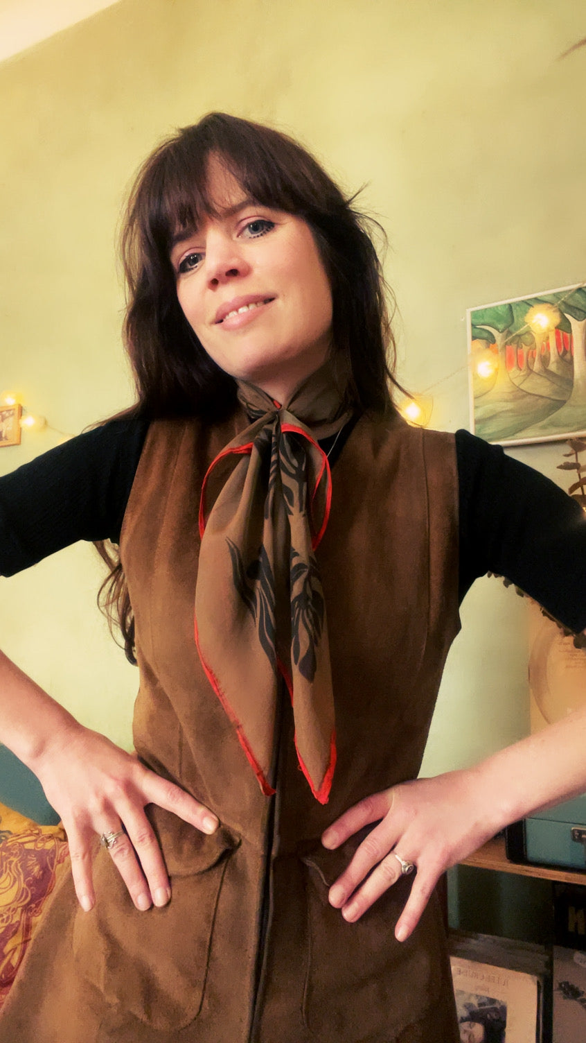 NOBODY'S PERFECT camel square silk scarf