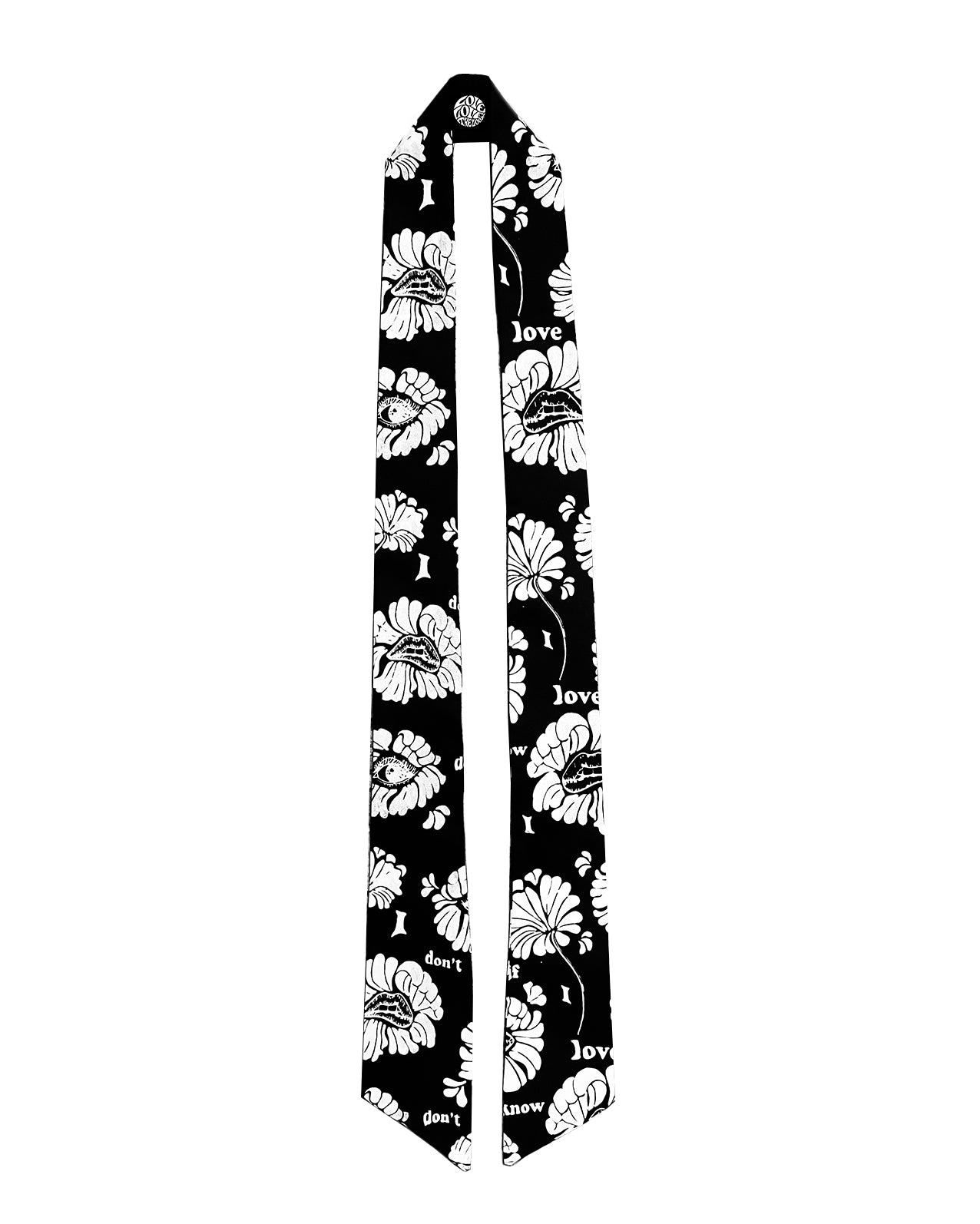I DON'T KNOW IF I LOVE YOU black silk lavallière scarf