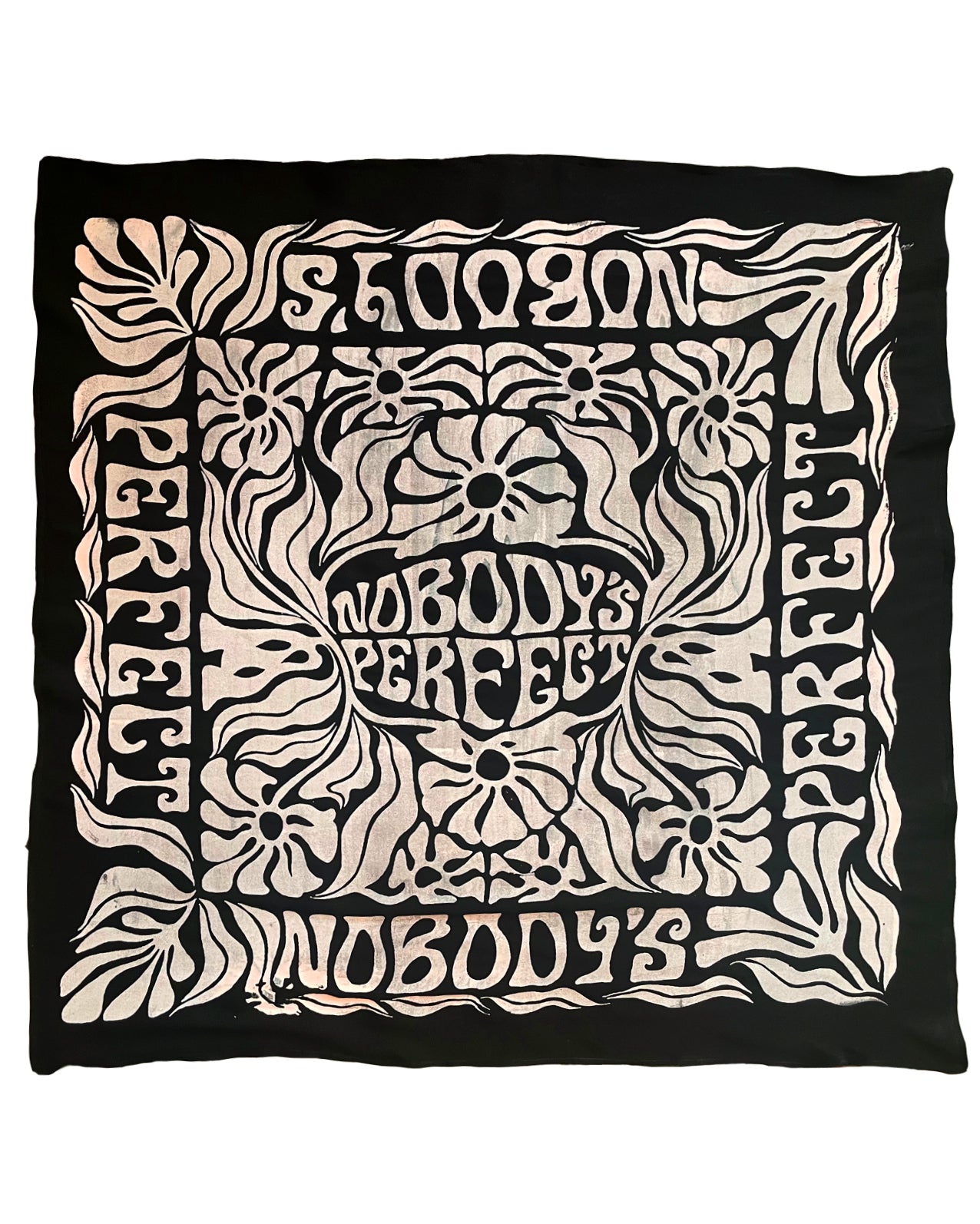 NOBODY'S PERFECT black square silk scarf