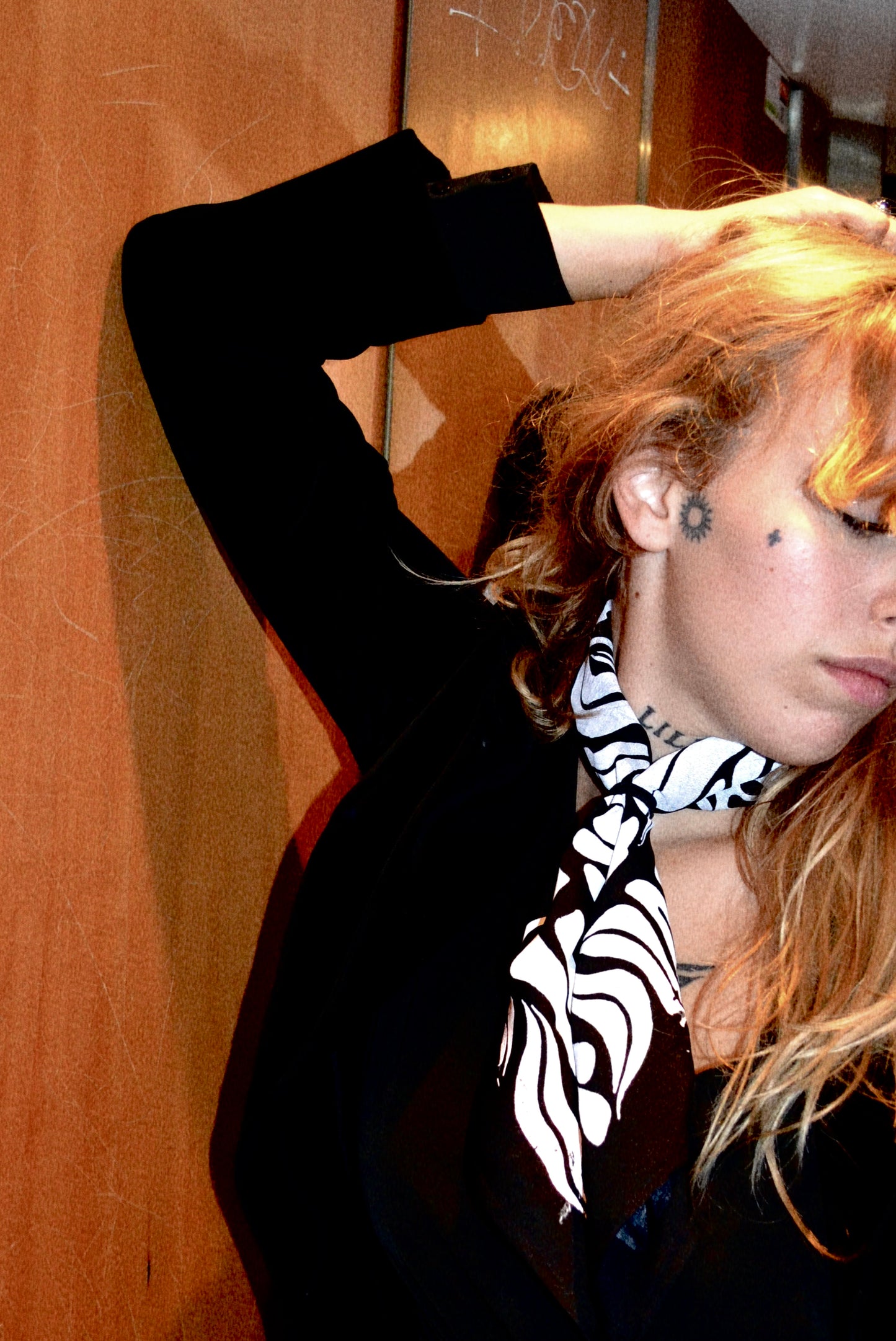 NOBODY'S PERFECT black square silk scarf