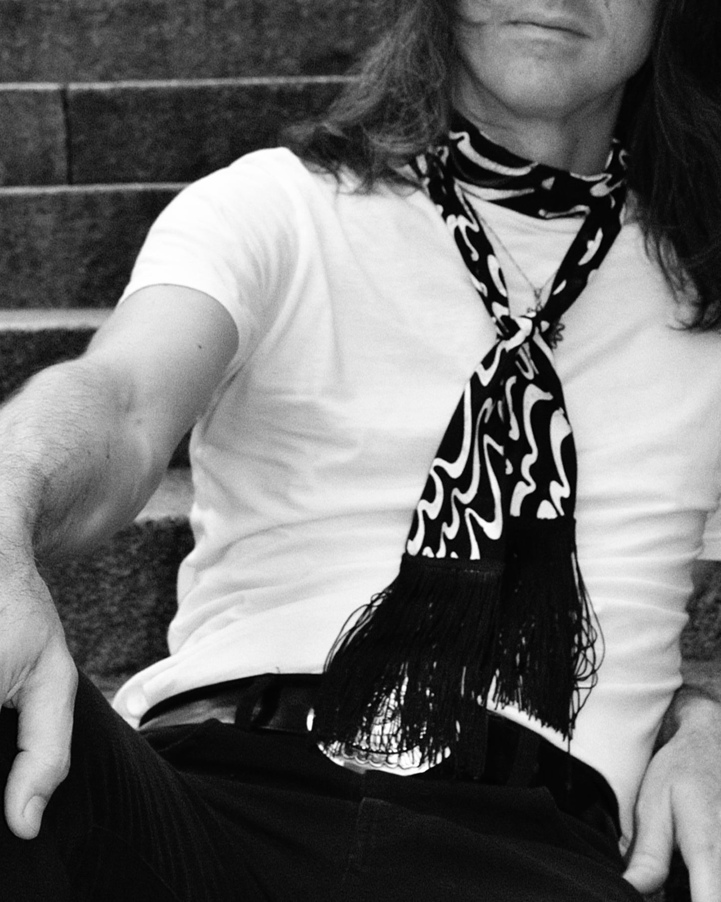 SWAG black fringe scarf