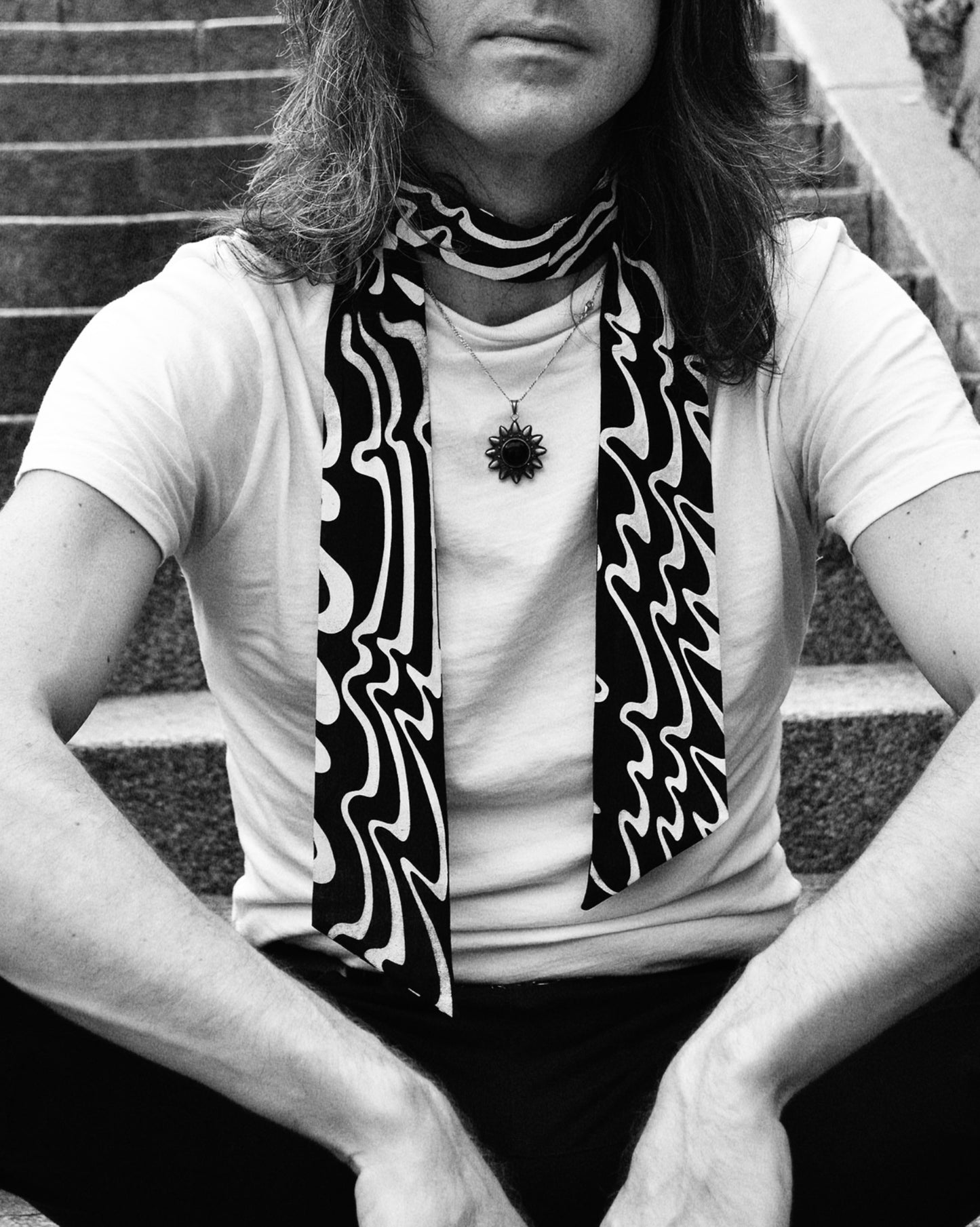 SWAG black silk lavallière scarf